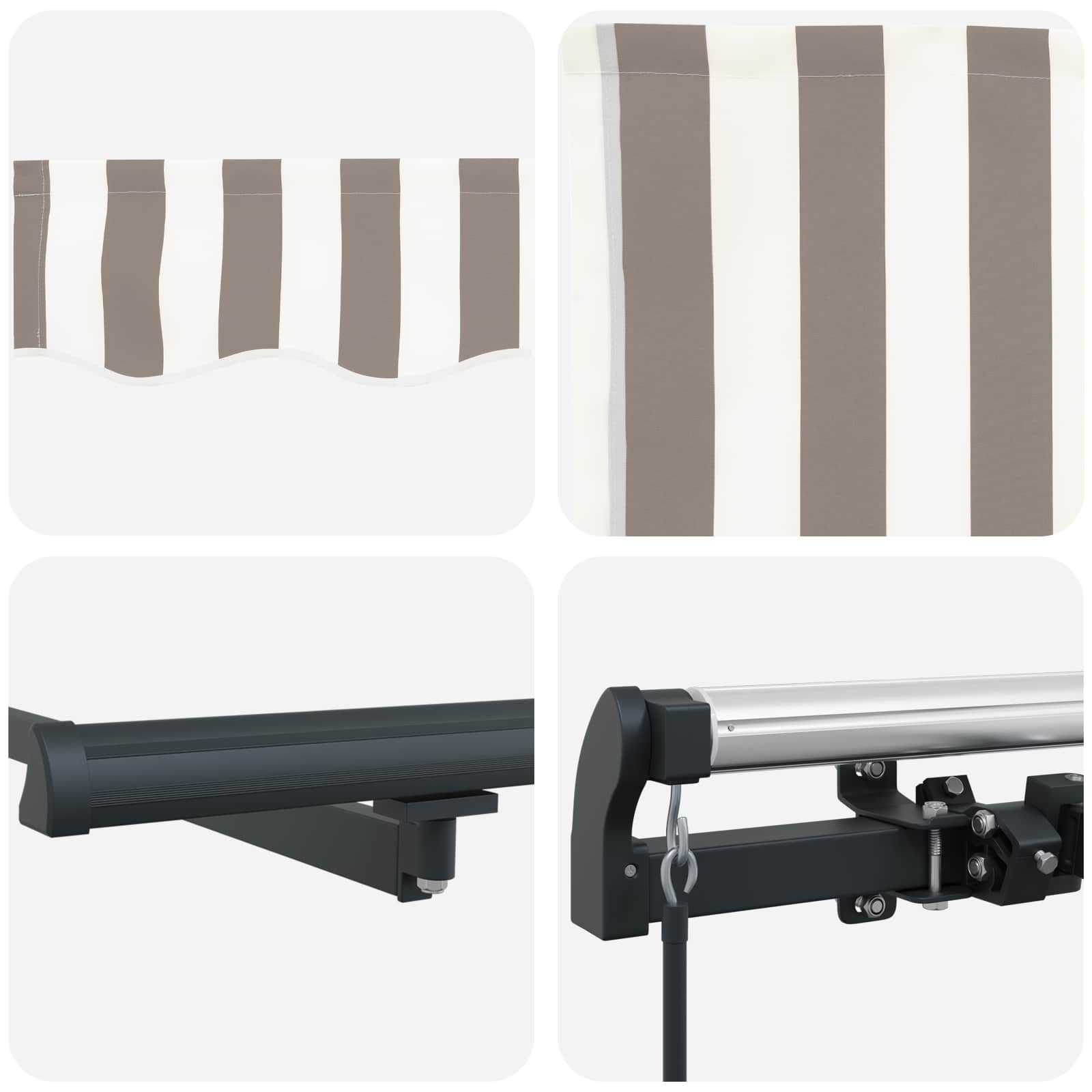 vidaXL Retractable Awning Light Grey and White 300 x 250 cm 4