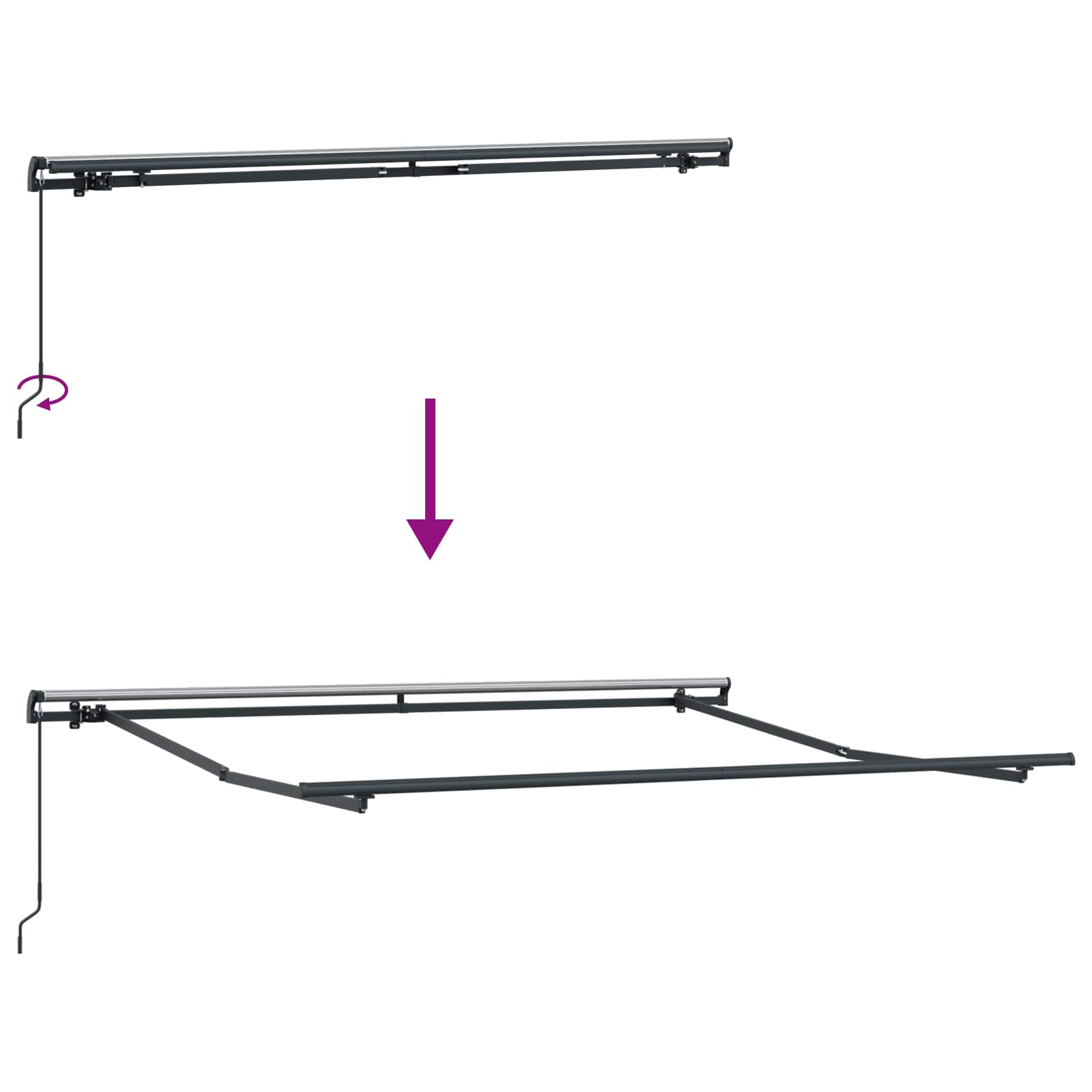 vidaXL Retractable Awning Light Grey and White 300 x 250 cm 5