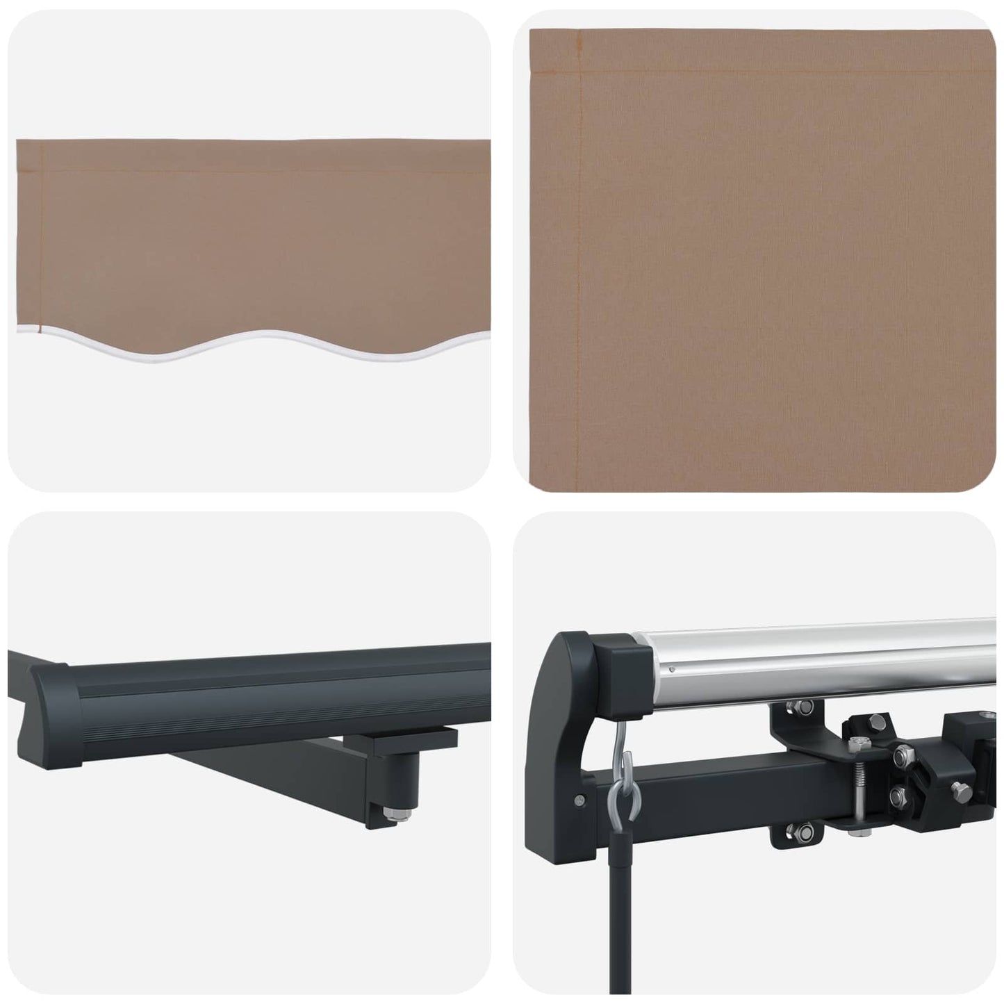 vidaXL Retractable Awning Taupe 300 x 250 cm Polyester and Aluminium 6