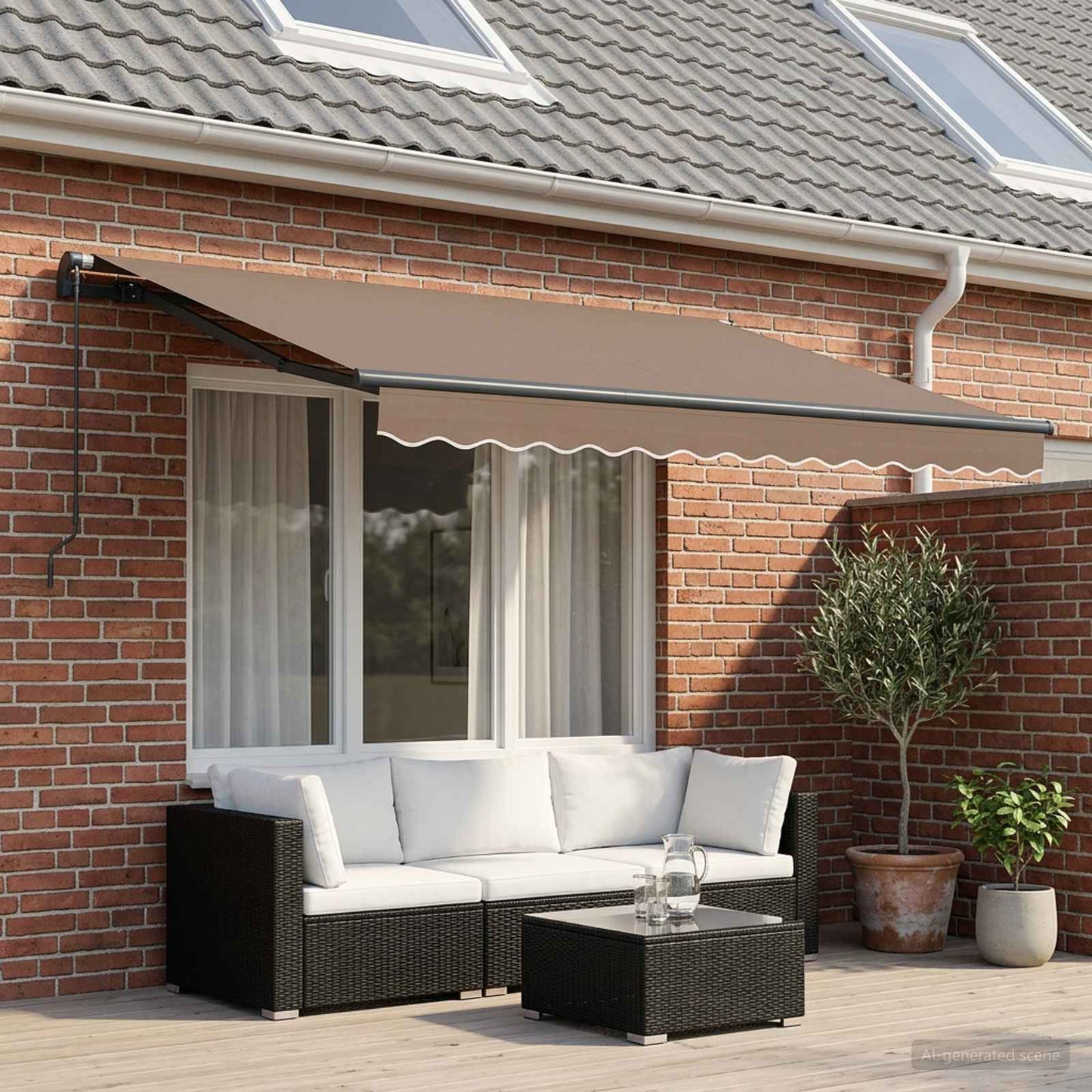 vidaXL Retractable Awning Taupe 300 x 250 cm Polyester and Aluminium 1