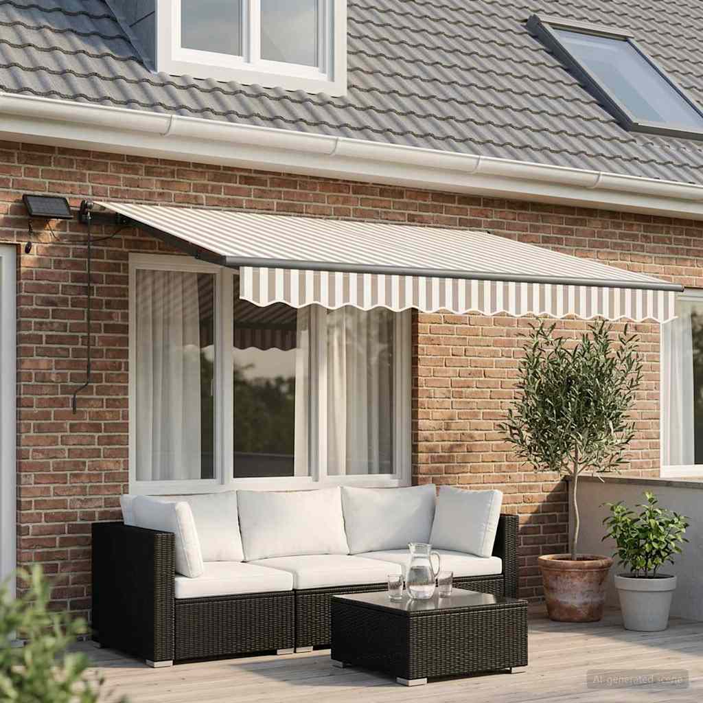 vidaXL Retractable Awning Light Grey and White 350 x 250 cm 1