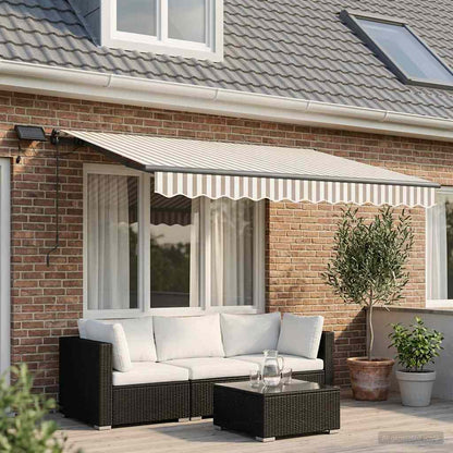 vidaXL Retractable Awning Light Grey and White 350 x 250 cm 1