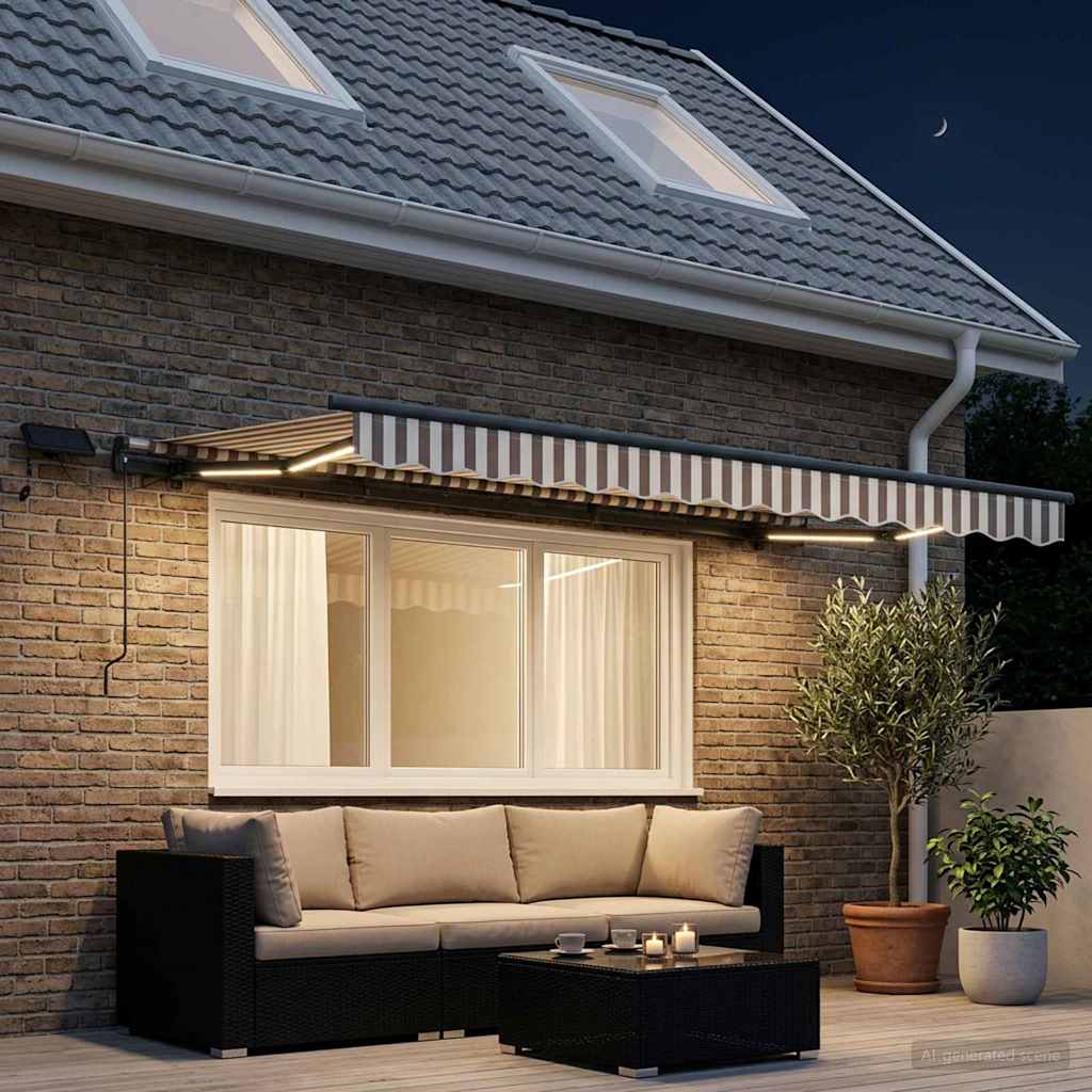vidaXL Retractable Awning Light Grey and White 350 x 250 cm 3