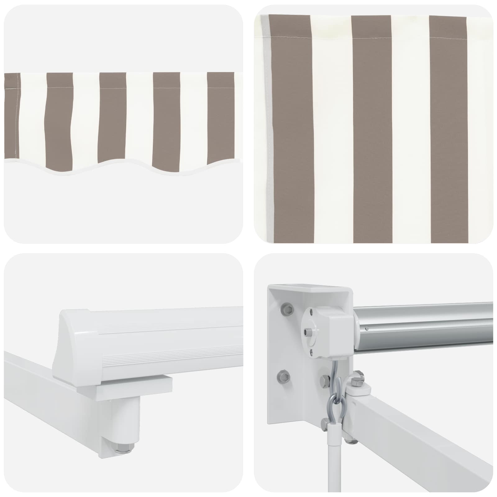 vidaXL Manual Retractable Awning with LEDs Light Grey and White 6