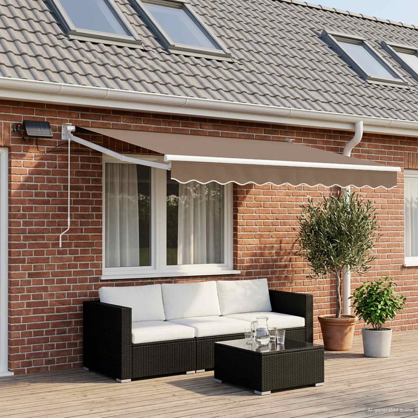 vidaXL Manual Retractable Awning with LEDs Taupe 1