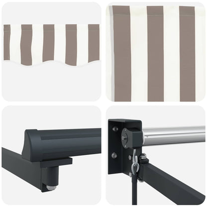vidaXL Manual Retractable Awning with LEDs Light Grey and White 5