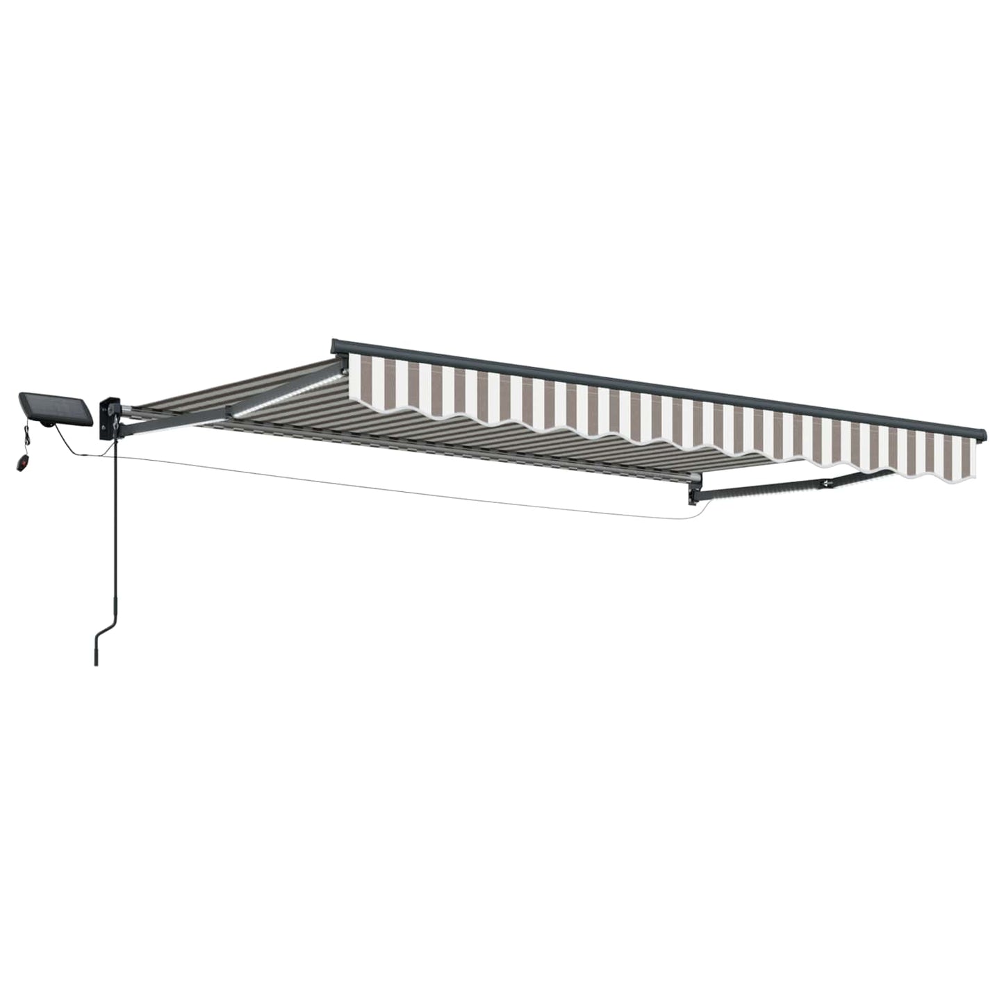 vidaXL Manual Retractable Awning with LEDs Light Grey and White 2