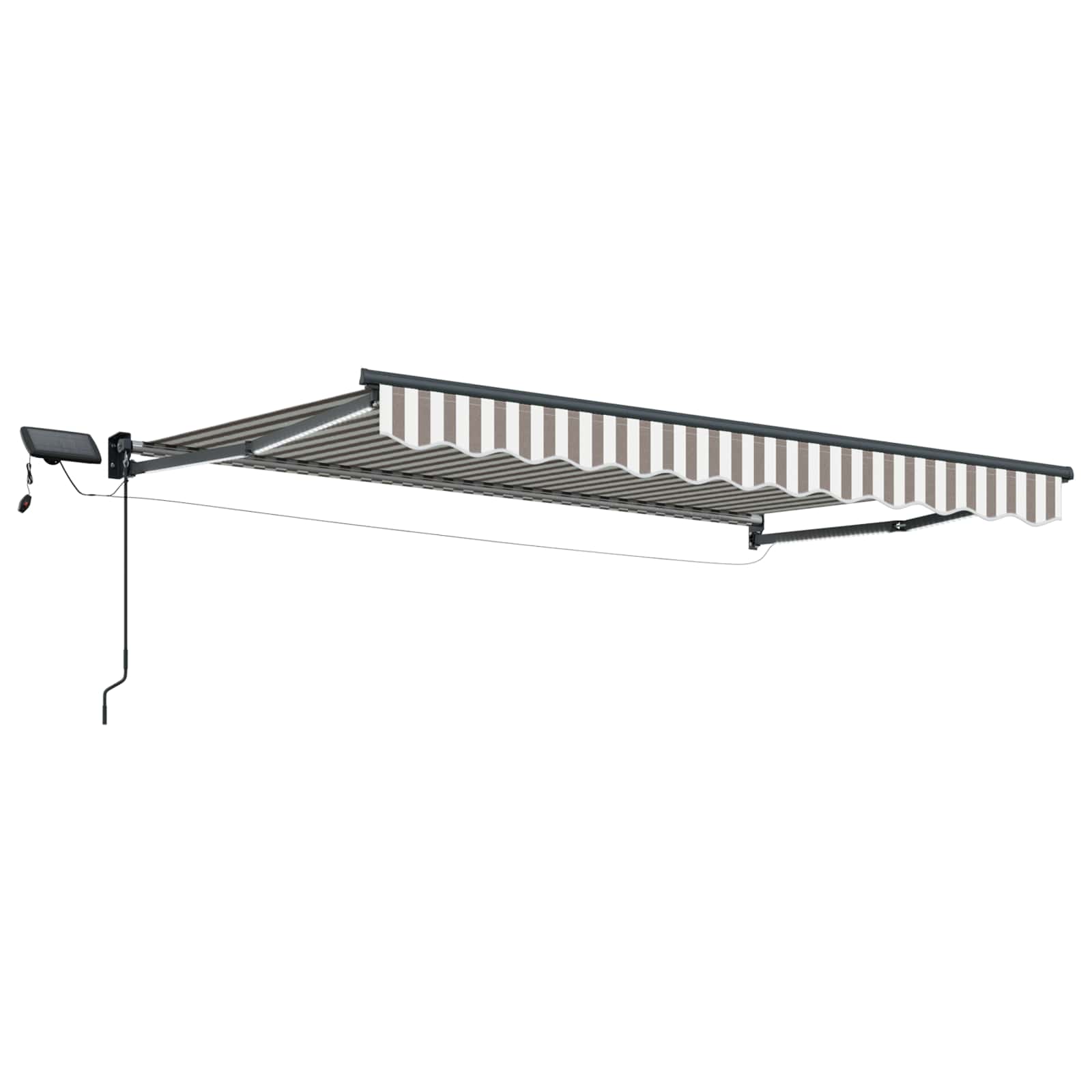 vidaXL Manual Retractable Awning with LEDs Light Grey and White 2