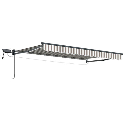 vidaXL Manual Retractable Awning with LEDs Light Grey and White 2