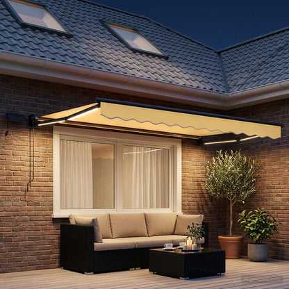 vidaXL Manual Retractable Awning with LEDs Sand 3