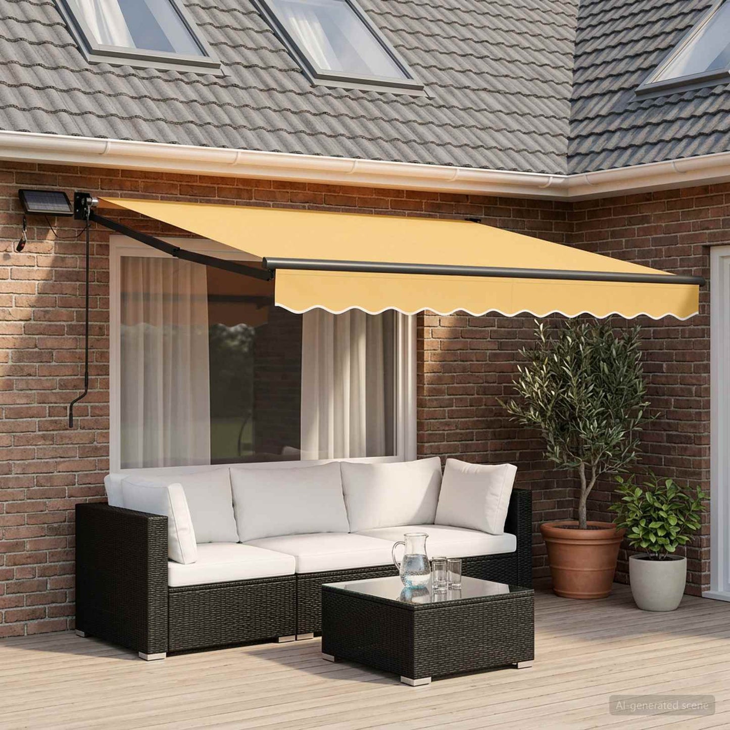 vidaXL Manual Retractable Awning with LEDs Sand 1