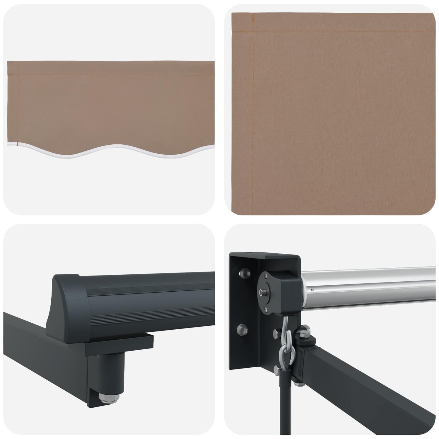 vidaXL Manual Retractable Awning with LEDs Taupe 5