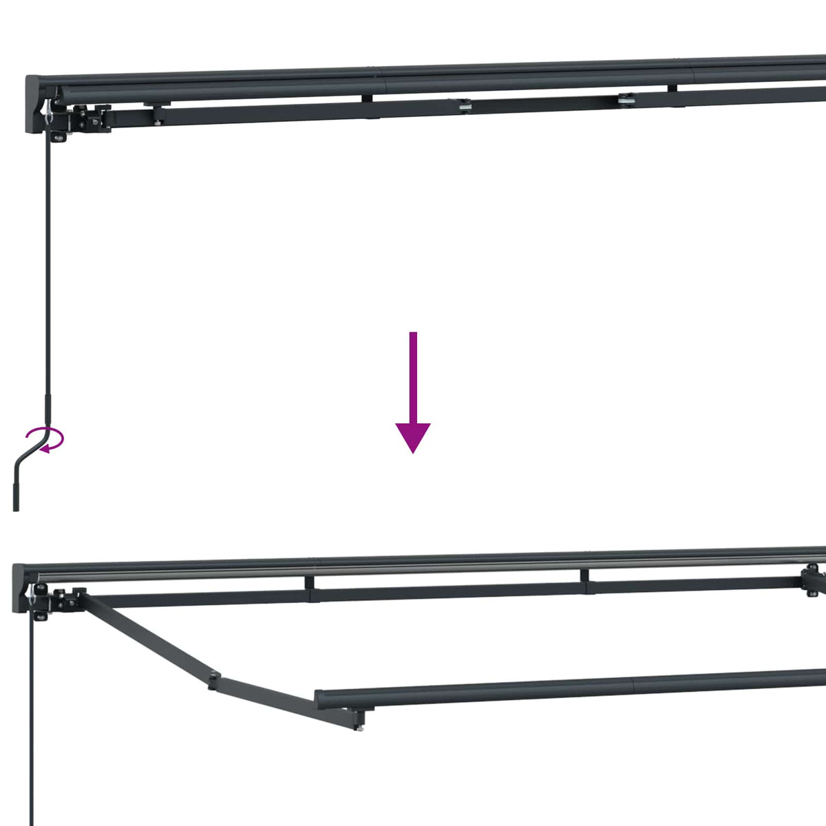 vidaXL Retractable Awning Light Grey and White 3 x 2.5 m 5