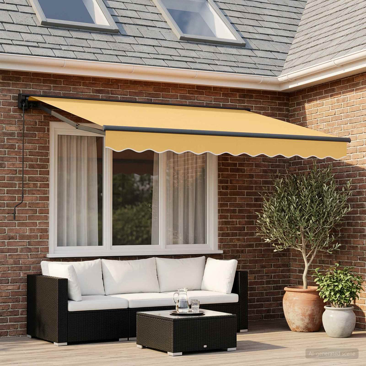 vidaXL Retractable Awning Sand 3 x 2.5 m Polyester and Aluminium 1