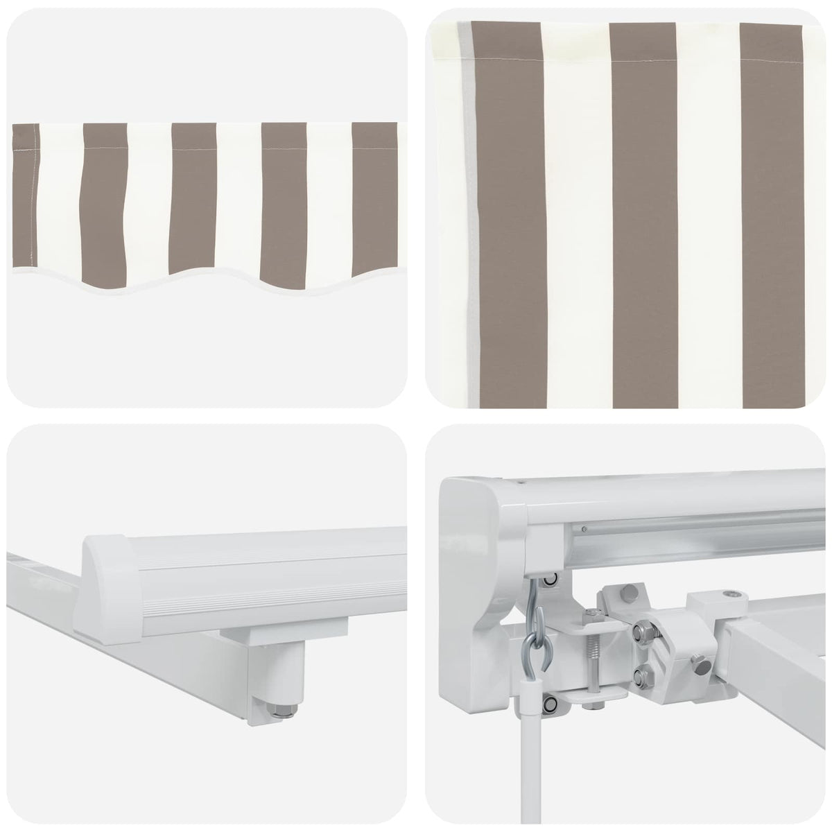 vidaXL Manual Awning Frame with LEDs Light Grey and White 3 x 2.5 m 6