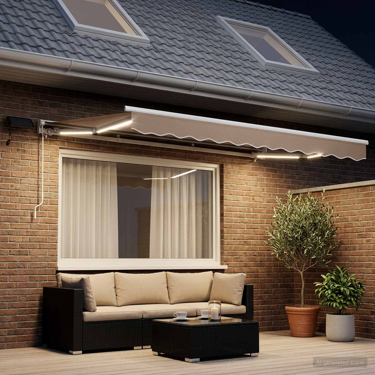 vidaXL Manual Awning Frame with LEDs Taupe 3 x 2.5 m 3