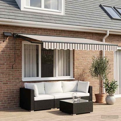 vidaXL Manual Awning Frame with LEDs Light Grey and White 3 x 2.5 m 1