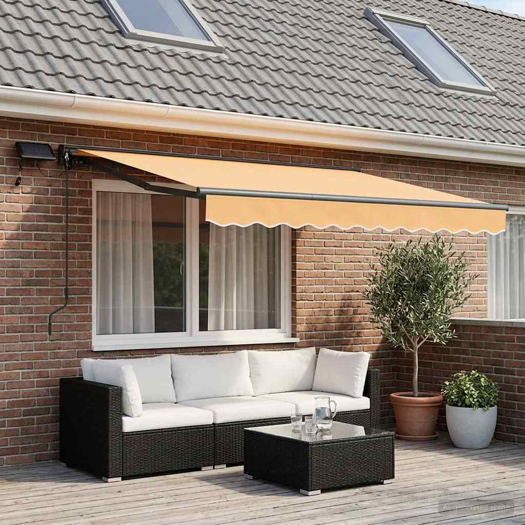 vidaXL Manual Awning Frame with LEDs Sand 3 x 2.5 m 1