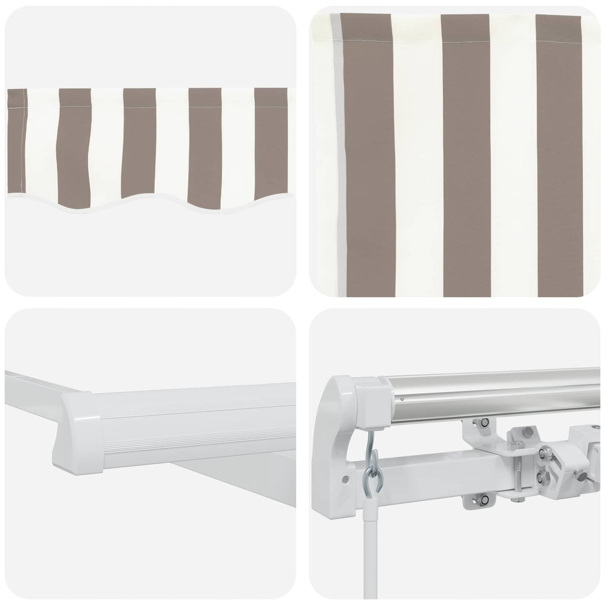 vidaXL Retractable Awning 2 pcs Light Grey and White 3.5 x 2.5 m 3