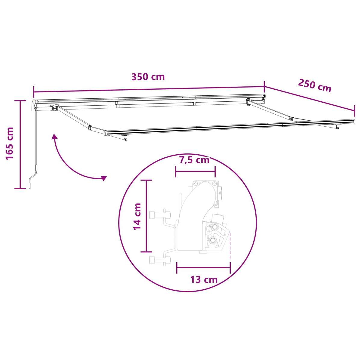 vidaXL Retractable Awning 2 pcs Light Grey and White 3.5 x 2.5 m 6