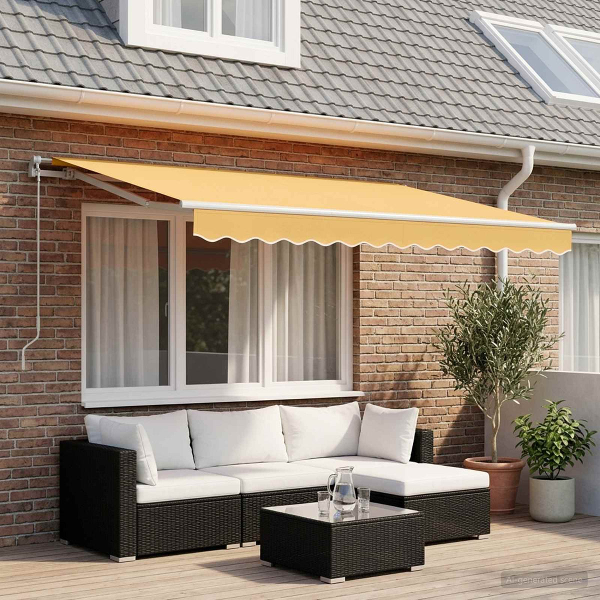 vidaXL Retractable Awning Sand 3.5 x 2.5 m Polyester and Aluminium 1