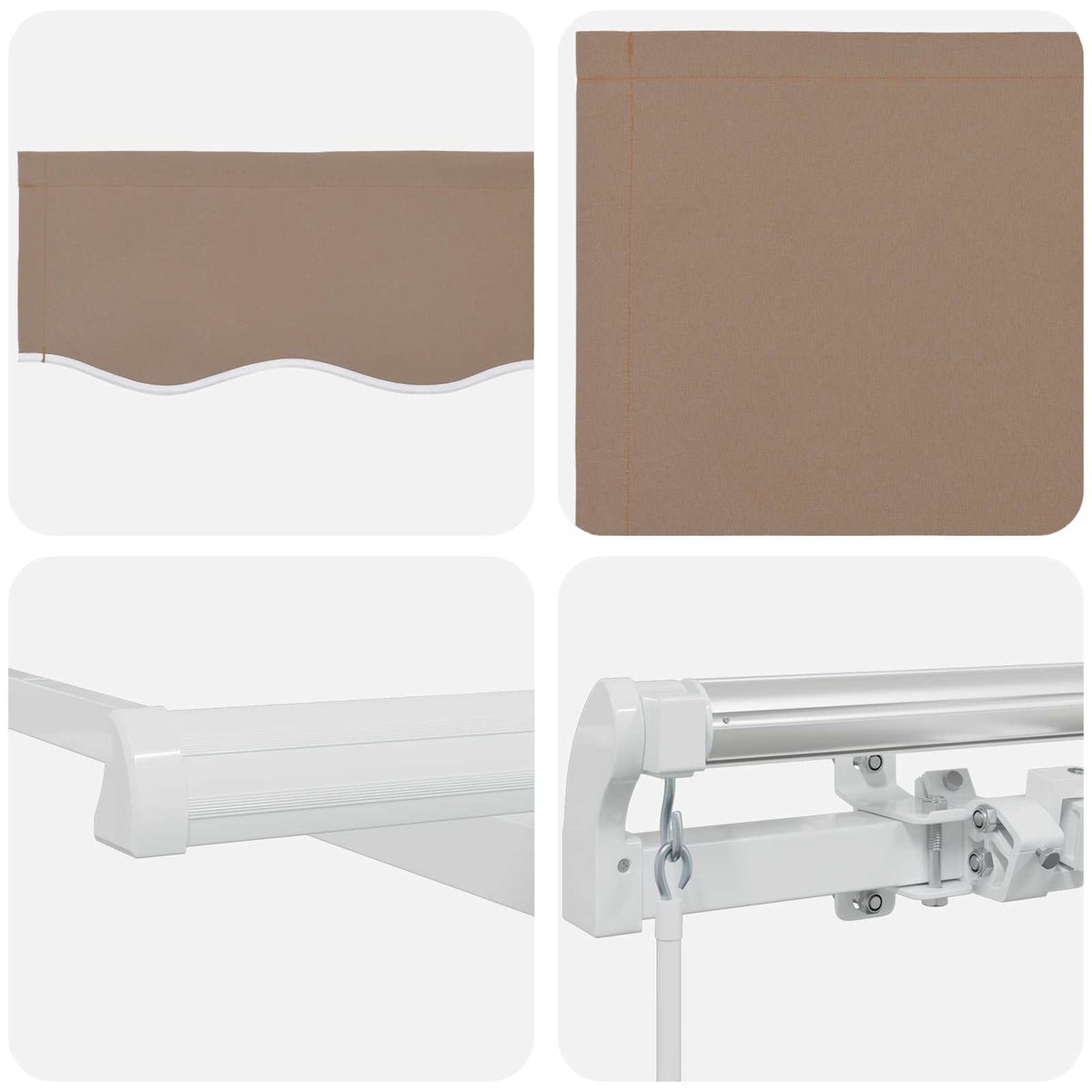 vidaXL Retractable Awning Taupe 350 x 250 cm Polyester and Aluminium 6