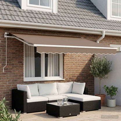 vidaXL Retractable Awning Taupe 350 x 250 cm Polyester and Aluminium 1