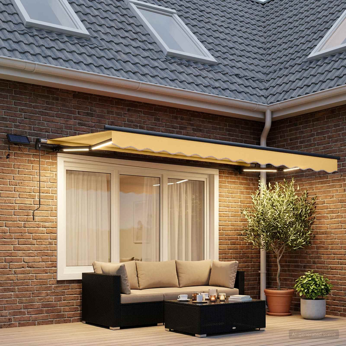 vidaXL Retractable Awning Sand 350 x 250 cm Fabric and Aluminium 3