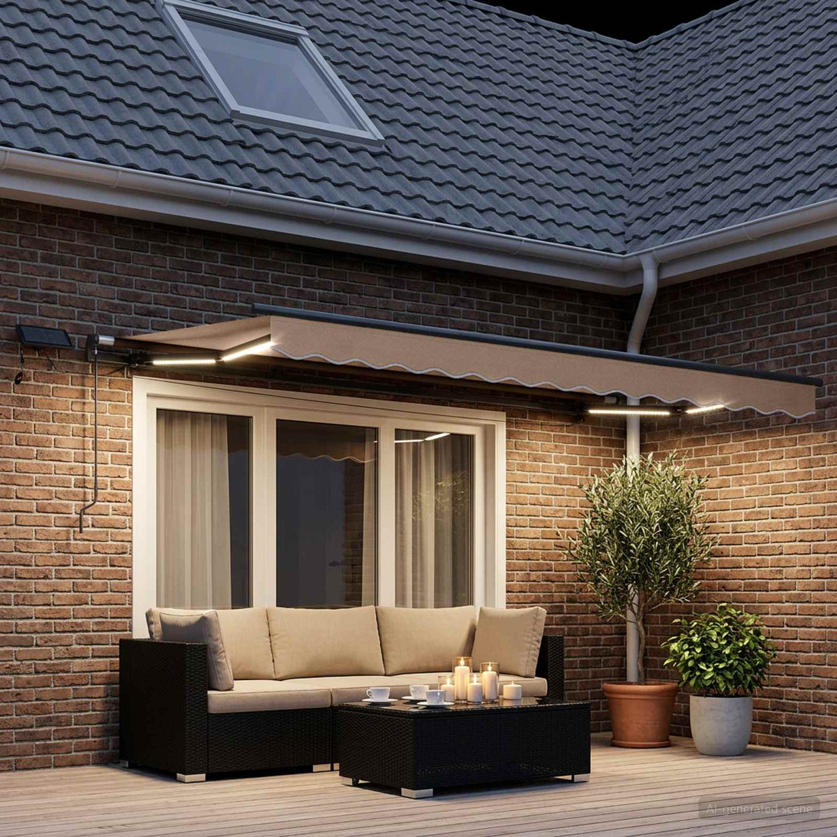 vidaXL Retractable Awning Taupe 350 x 250 cm Fabric and Aluminium 3