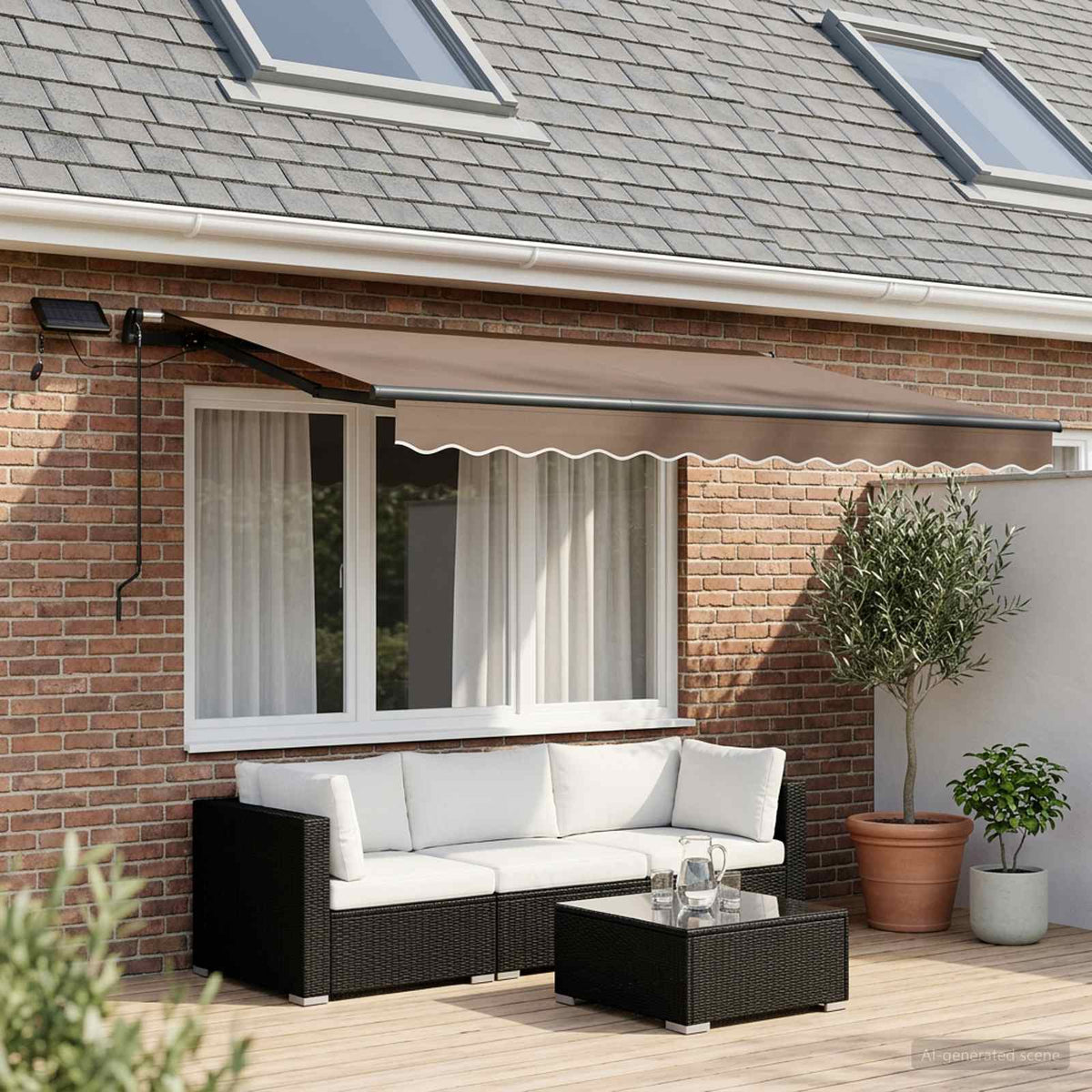 vidaXL Retractable Awning Taupe 350 x 250 cm Fabric and Aluminium 1