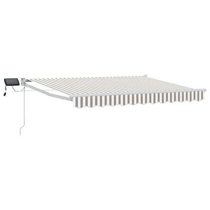 Manual Awning with Solar LED 3.5 x 2.5 m White Drop 2.5 m Width 3.5 m Light grey and white