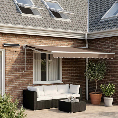 Solar Electric Awning 3.5 x 2.5 m 100% Polyester White Taupe