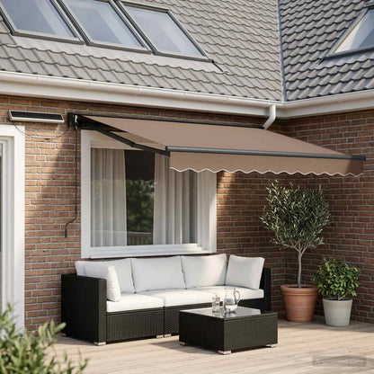 Solar Electric Awning 3.5 x 2.5 m 100% Polyester Anthracite Taupe
