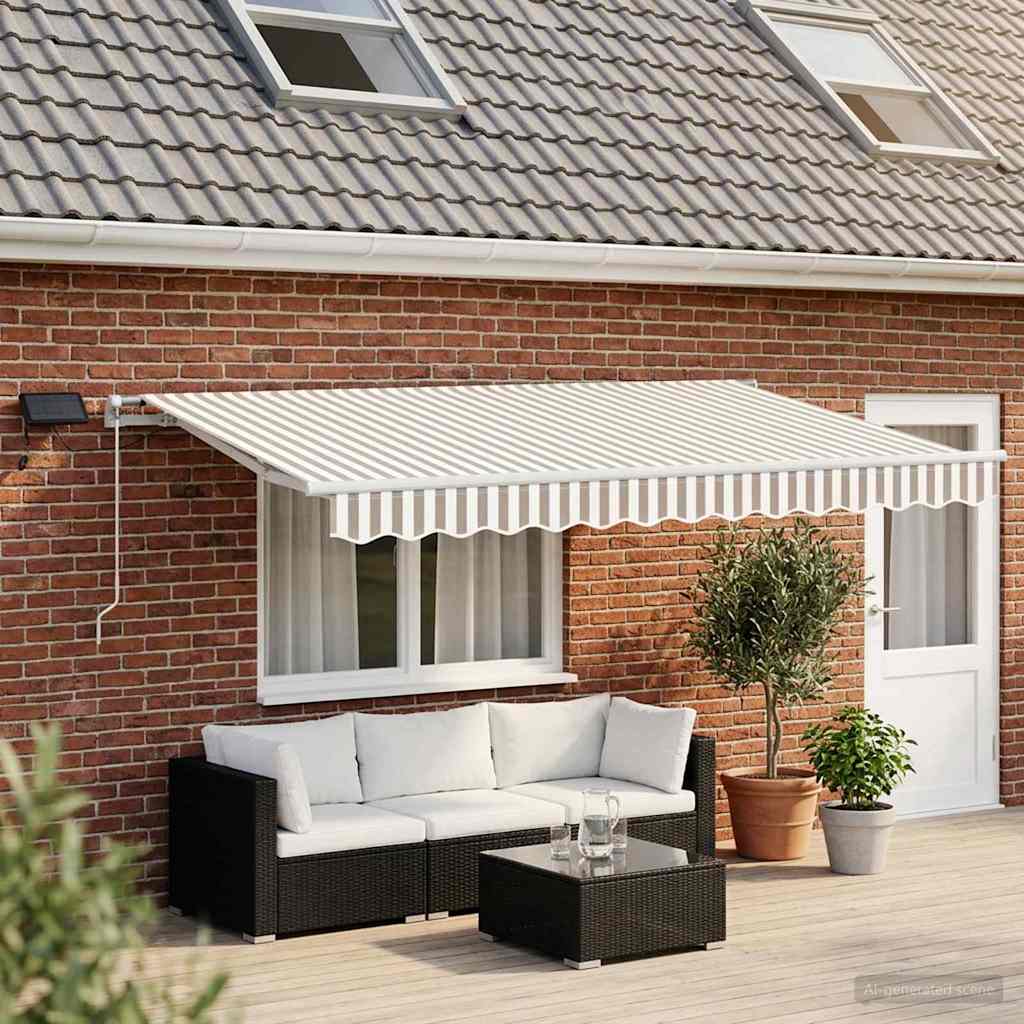 Manual Awning White Frame Light grey