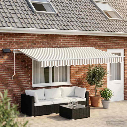 Manual Awning White Frame Light grey
