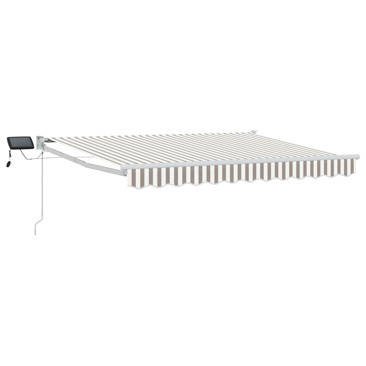 Manual Awning with Solar LED 4 x 3 m 100% Polyester White Drop 3 m Width 4 m Light grey and white