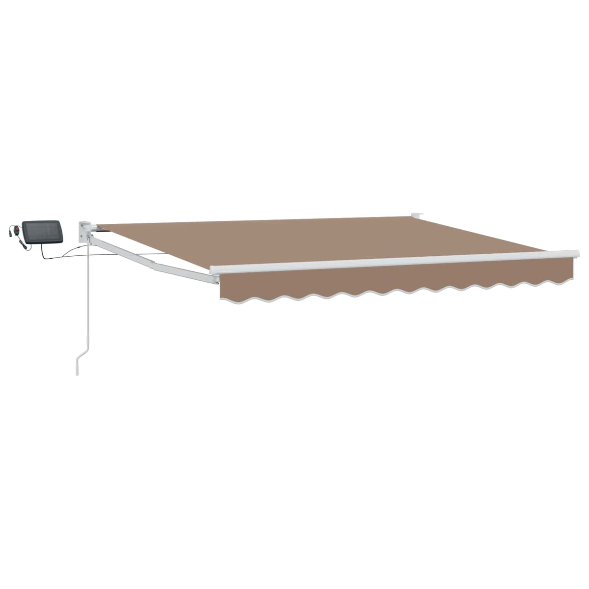 Manual Awning with Solar LED 4 x 3 m 100% Polyester White Drop 3 m Width 4 m Taupe