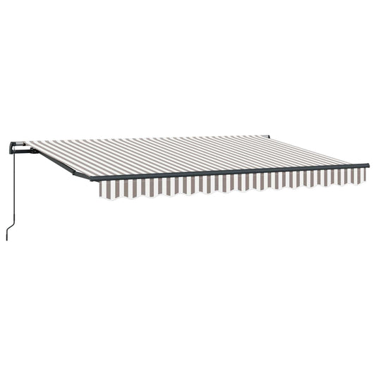 Manual Awning 4 x 3.5 m 100% Polyester with anthracite frame Drop 350 cm Width 400 cm Light grey and white