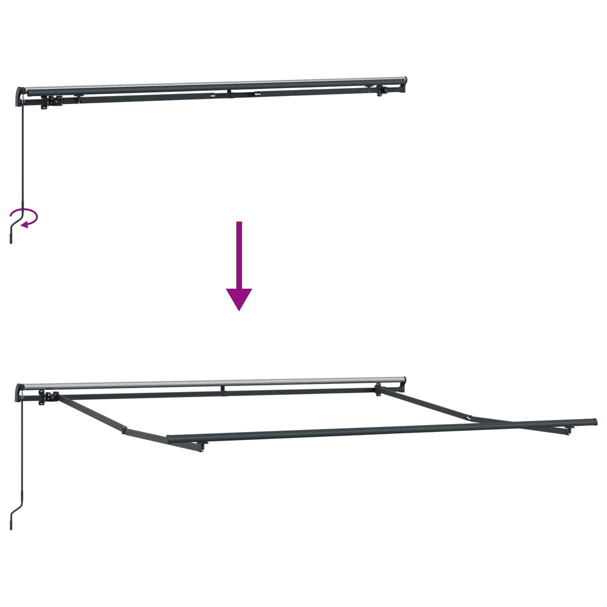 vidaXL Retractable Awning Light Grey and White 400 x 350 cm 5