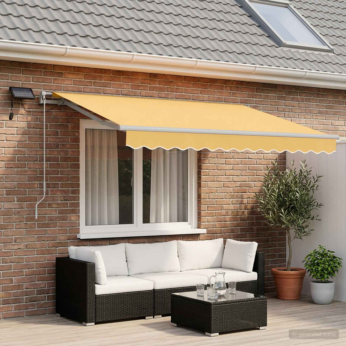 Manual Retractable Awning 450x300 cm with White Frame Sand