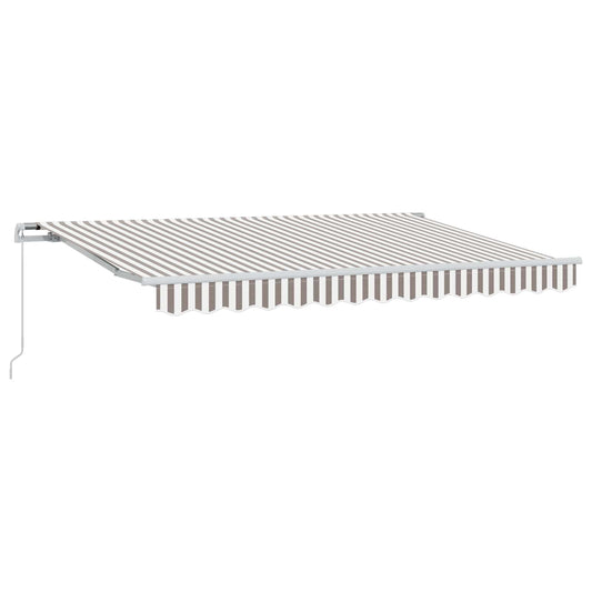 vidaXL Manual Awning 6 x 3.5 m Light Grey and White Stripe 2