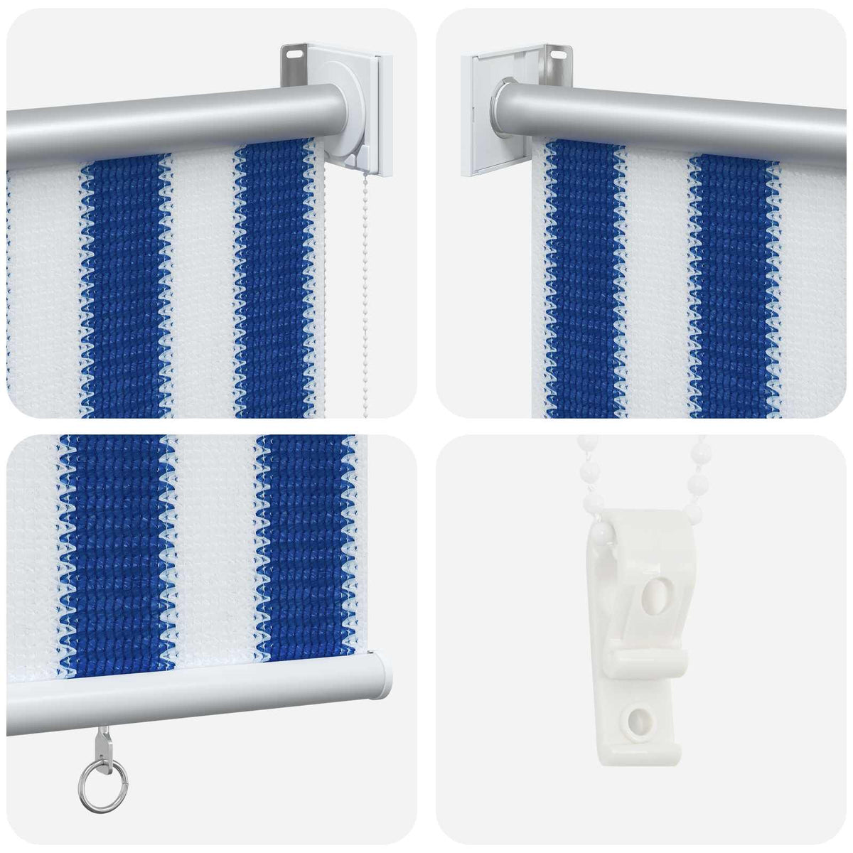 Outdoor Roller Blind 405(W)x230(H) Width 400 cm Blue and white stripe