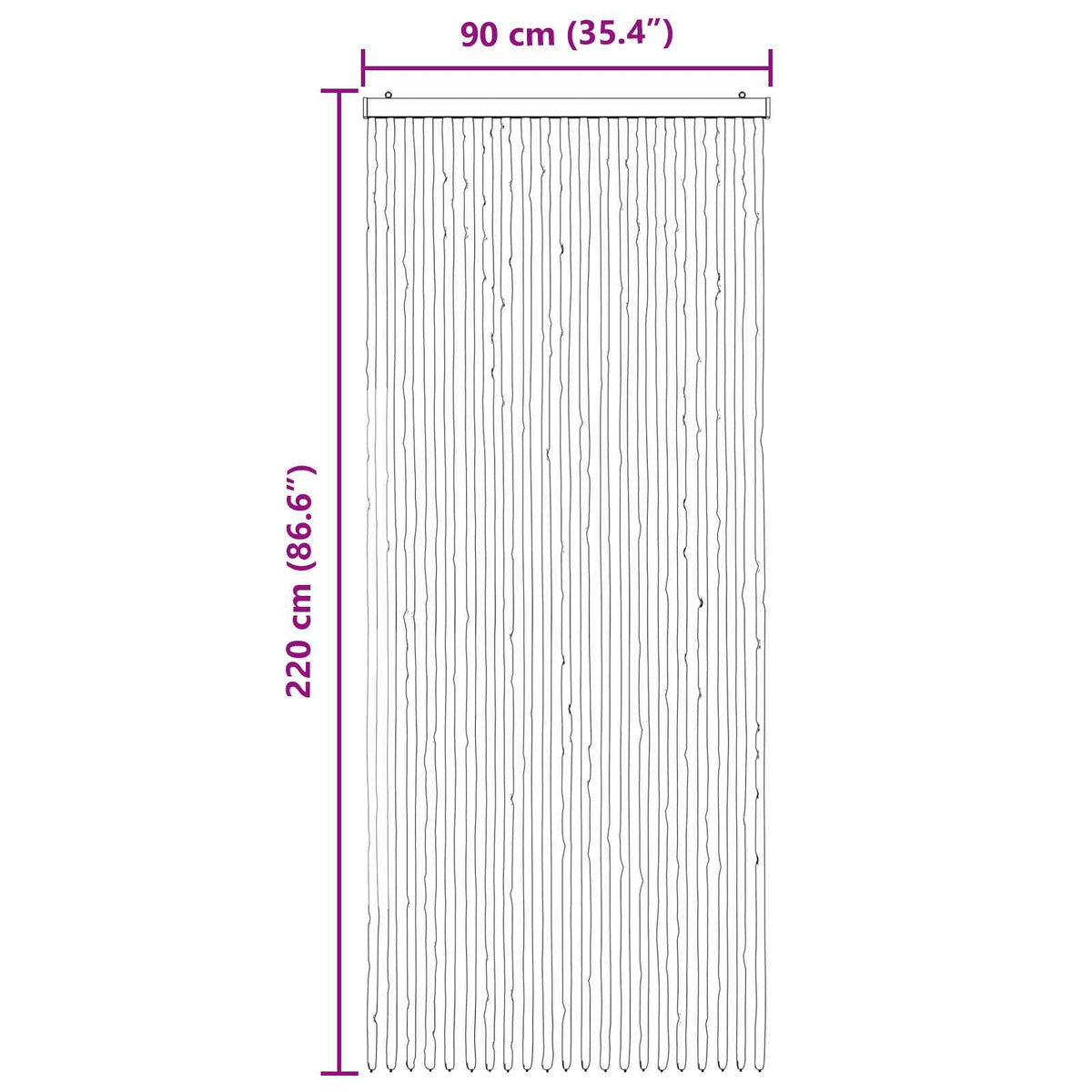 Insect Curtain 90x220 cm Chenille Grey and white (double strip)