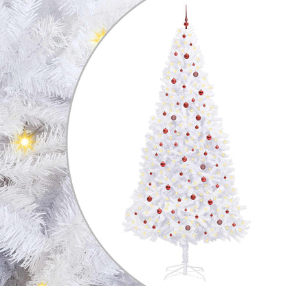 Artificial Christmas Tree with Stand White PVC and Steel Red