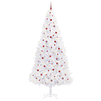 Artificial Christmas Tree with Stand White PVC and Steel Red