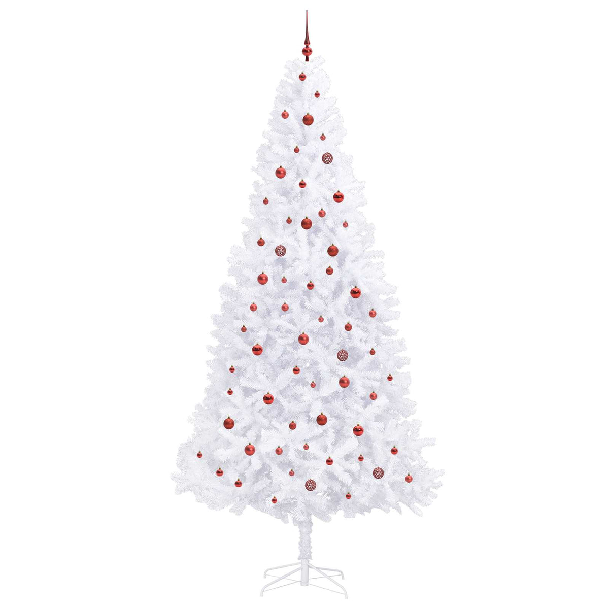 Artificial Christmas Tree with Stand White PVC and Steel Red