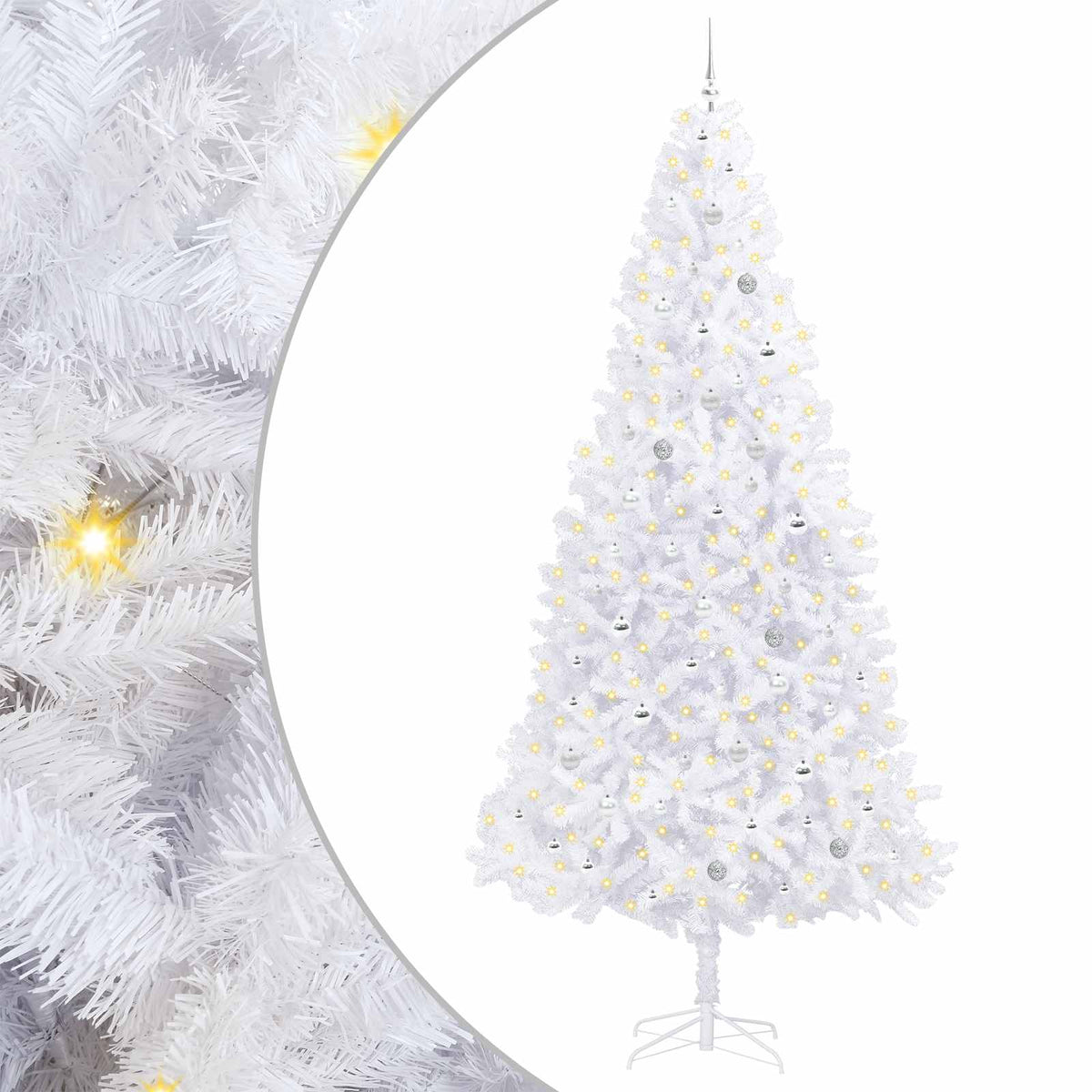 vidaXL Artificial Christmas Tree with Stand White 300 cm PVC and Steel 2