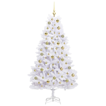 vidaXL Artificial Hinged Christmas Tree White 180 cm PVC and Steel 4