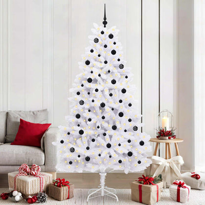 Artificial Hinged Christmas Tree White PVC and Steel 210 cm Black