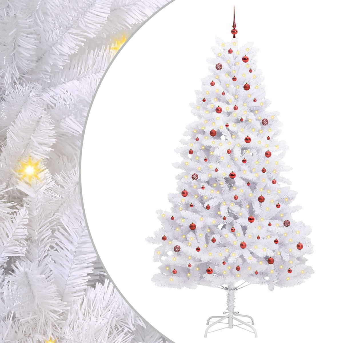 vidaXL Artificial Hinged Christmas Tree White 270 cm PVC and Steel 2